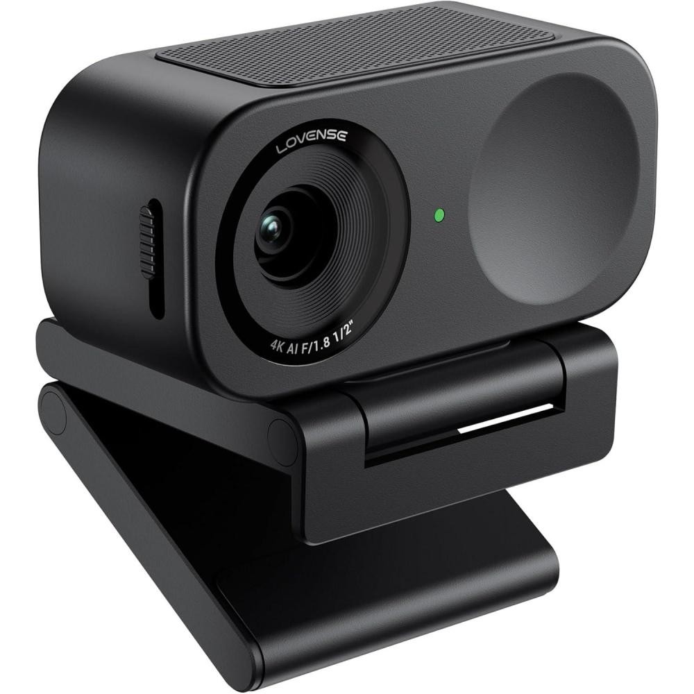 imageLOVENSE Webcam 2 4k for PC Live Streaming Camera 12 Sensor True Focus Al Noise Canceling Hand Gesture Control Mobile Control Auto Framing Customizable Audio Modes Microphones Privacy ControlLovense Webcam 2