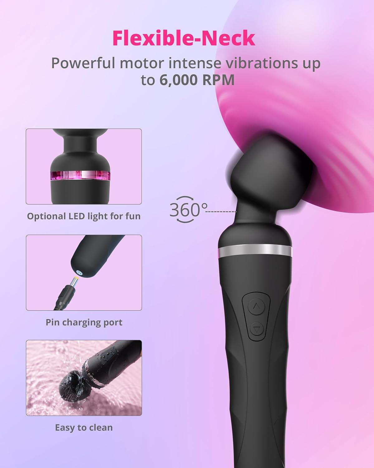 imageLOVENSE Domi 2 Wand Massager Clitoral Vibrators Intense Vibrator Black Adult Sex ToysampGames for Women Men Powerful Massage with Dual Rotating Head Remote Control Vibrator for Couple Play