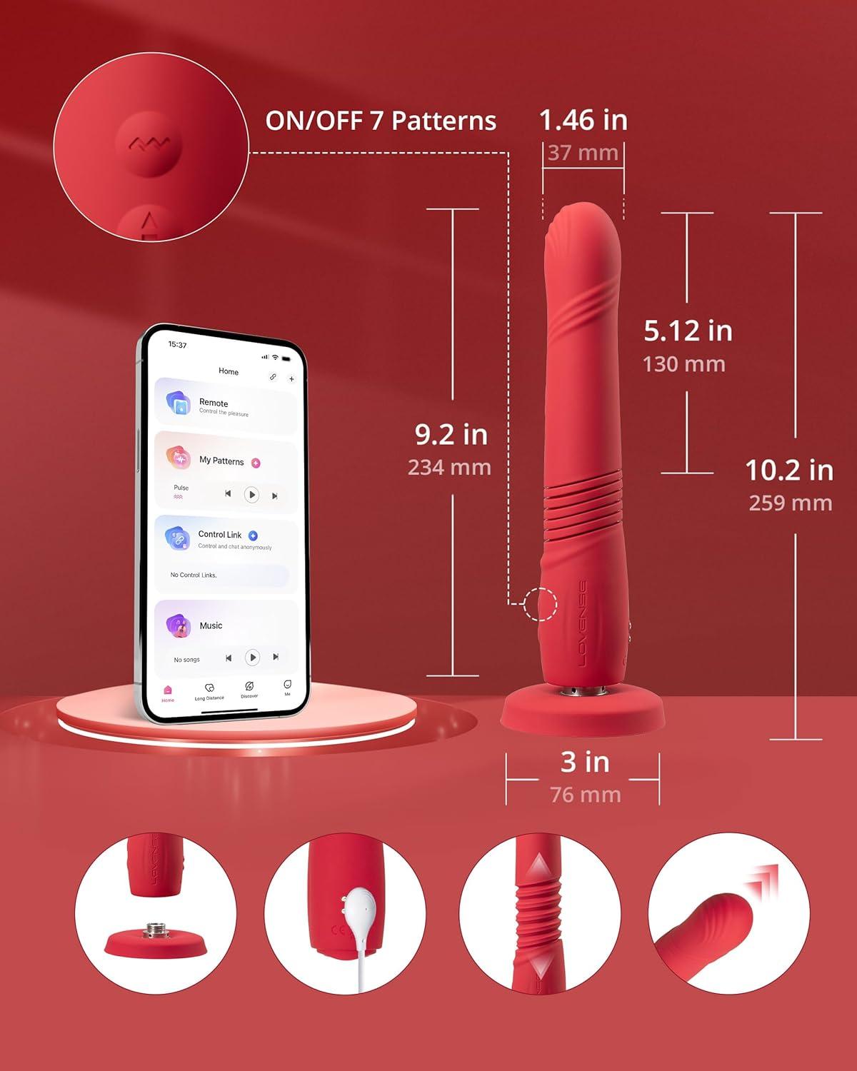 imageLOVENSE Gravity G Spot Thrusting Vibrator App Remote Control GSpot Vibrator for Women Rechargeable G Spot Dildo Thrusting amp Vibrating Modes Bluetooth Adult Sex Toys for Couples Play
