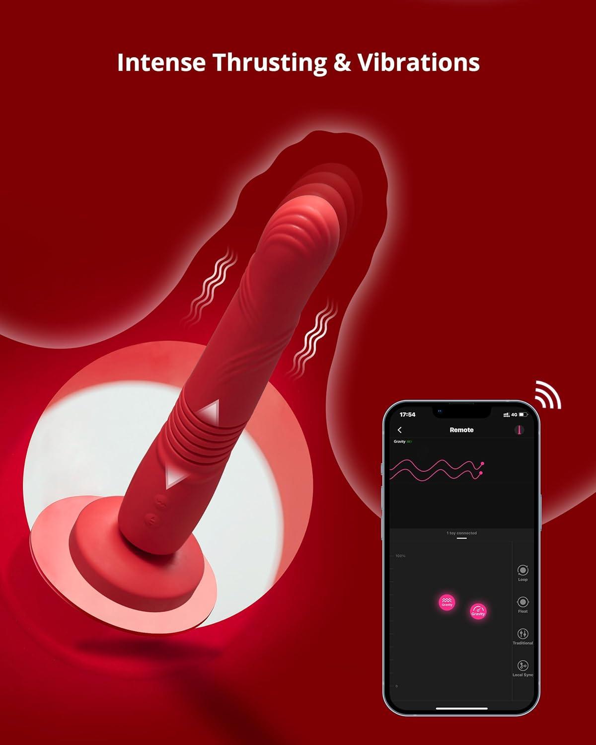 imageLOVENSE Gravity G Spot Thrusting Vibrator App Remote Control GSpot Vibrator for Women Rechargeable G Spot Dildo Thrusting amp Vibrating Modes Bluetooth Adult Sex Toys for Couples Play