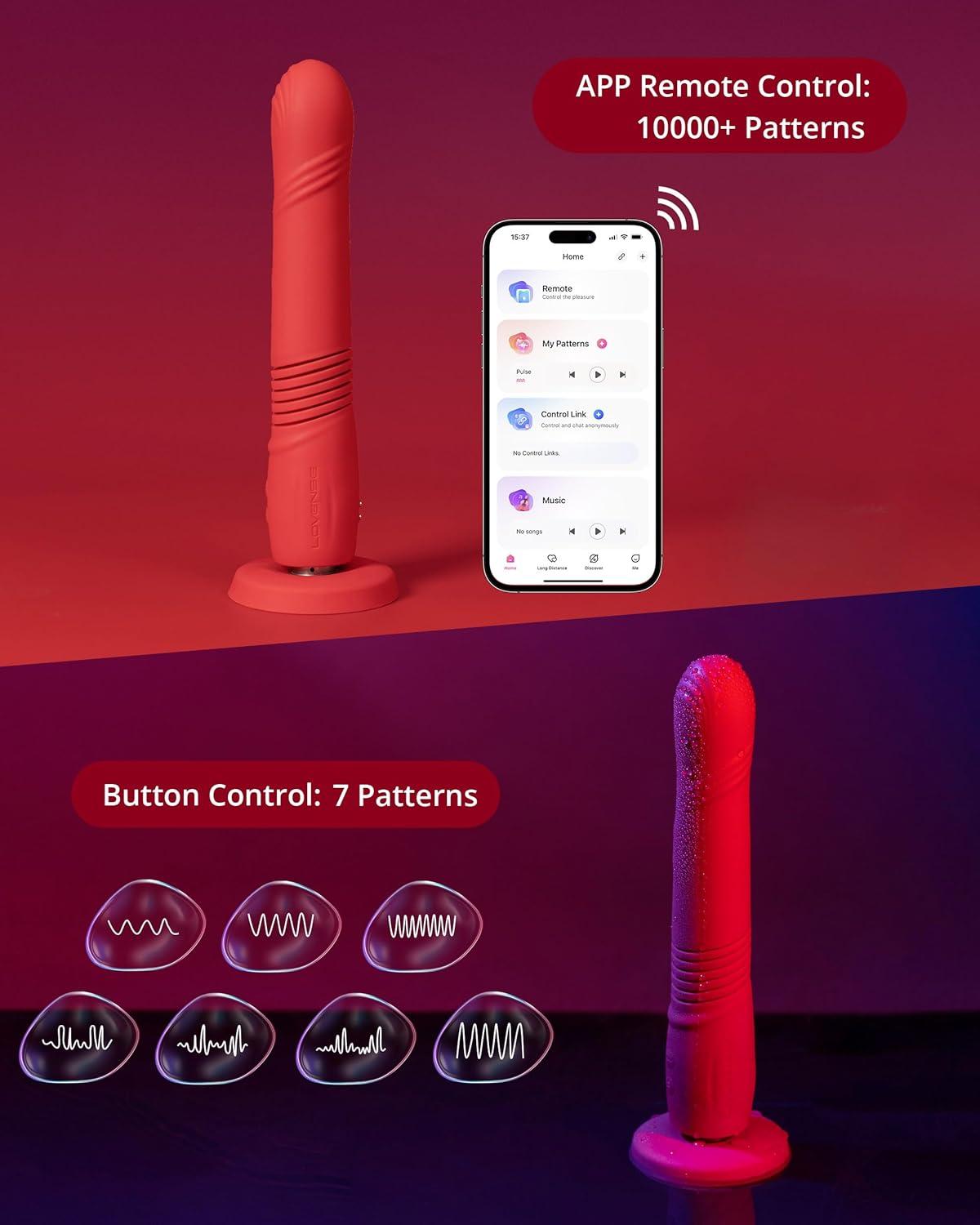 imageLOVENSE Gravity G Spot Thrusting Vibrator App Remote Control GSpot Vibrator for Women Rechargeable G Spot Dildo Thrusting amp Vibrating Modes Bluetooth Adult Sex Toys for Couples Play