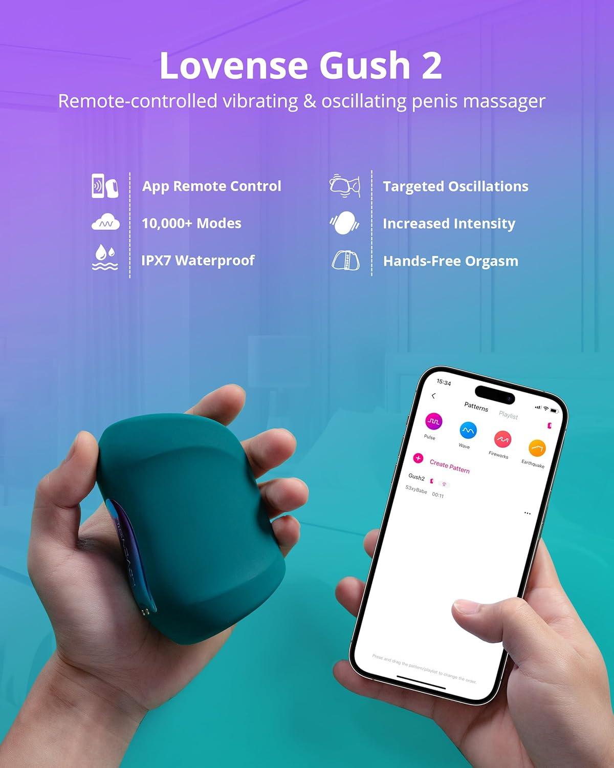 imageLOVENSE Gush 2 Automatic Male Masturbator Stroker Vibrating amp Oscillating Adult Sex Toys amp Games with Endurance Training App Remote Control Penis Vibrator Massager Cock Ring with Adjustable Buckles