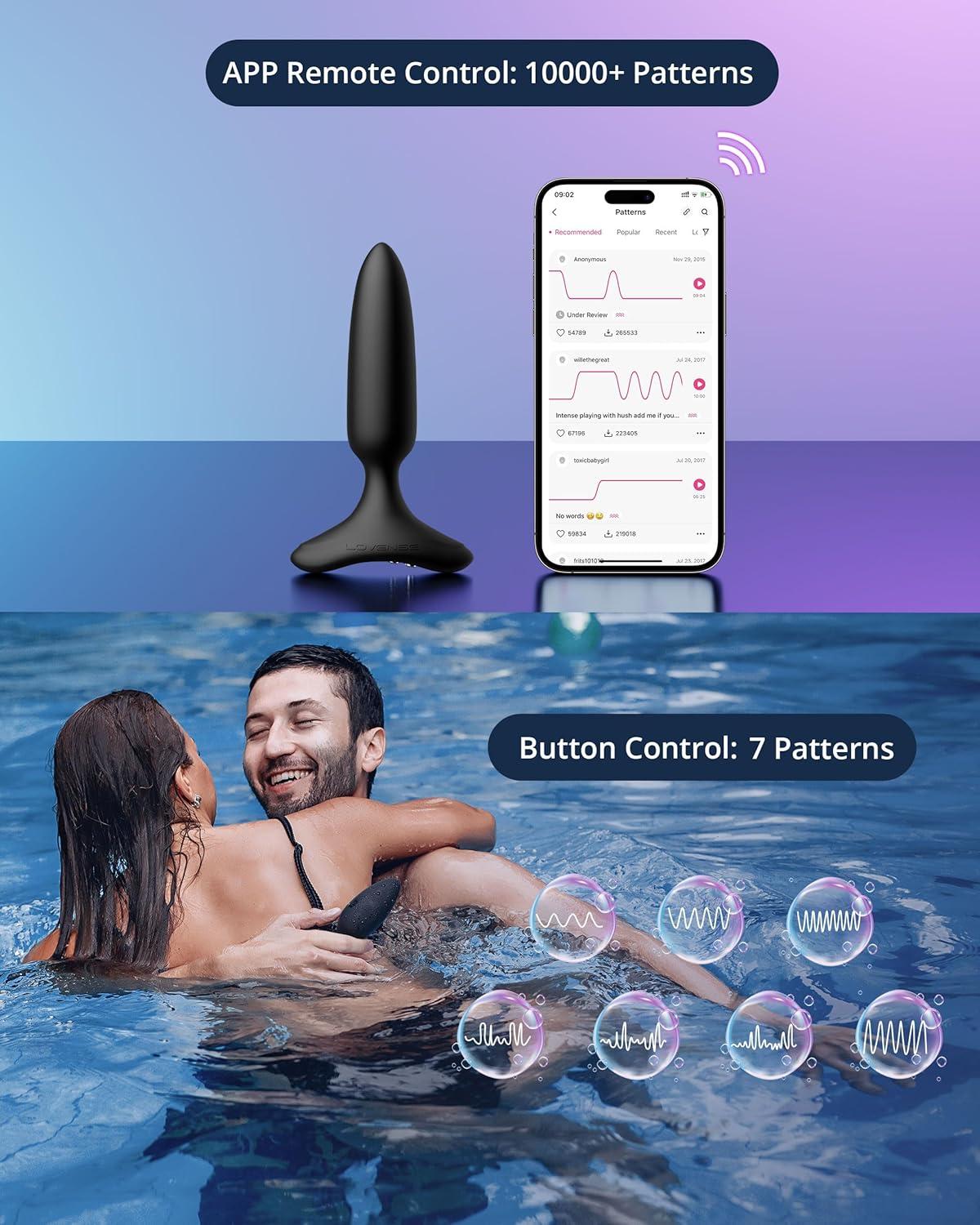 imageLOVENSE Hush 2 Vibrating Butt Plug 10 Silicone Anal Vibrator for Men with Remote Control Waterproof and Rechargeable Big Plug Vibration Machine for Women Adult Anal Plug Sex Toys for CouplesHush 2 1 Inch