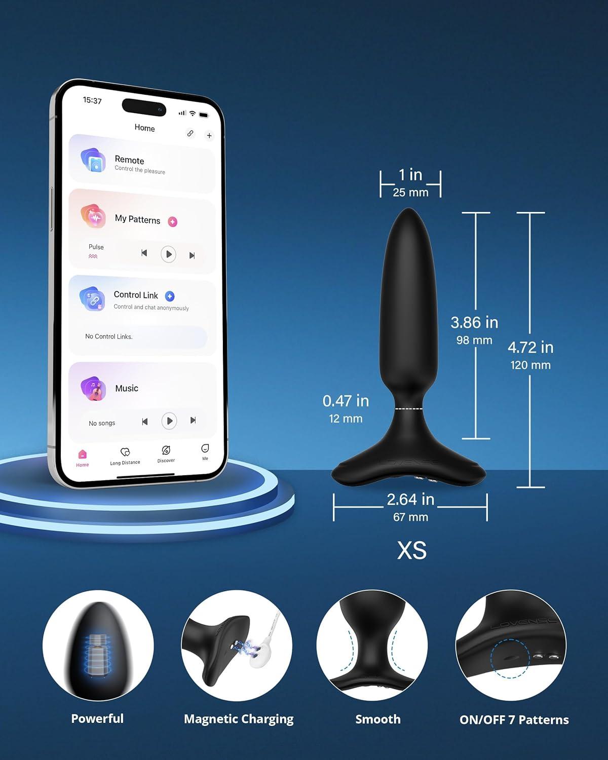 imageLOVENSE Hush 2 Vibrating Butt Plug 10 Silicone Anal Vibrator for Men with Remote Control Waterproof and Rechargeable Big Plug Vibration Machine for Women Adult Anal Plug Sex Toys for CouplesHush 2 1 Inch