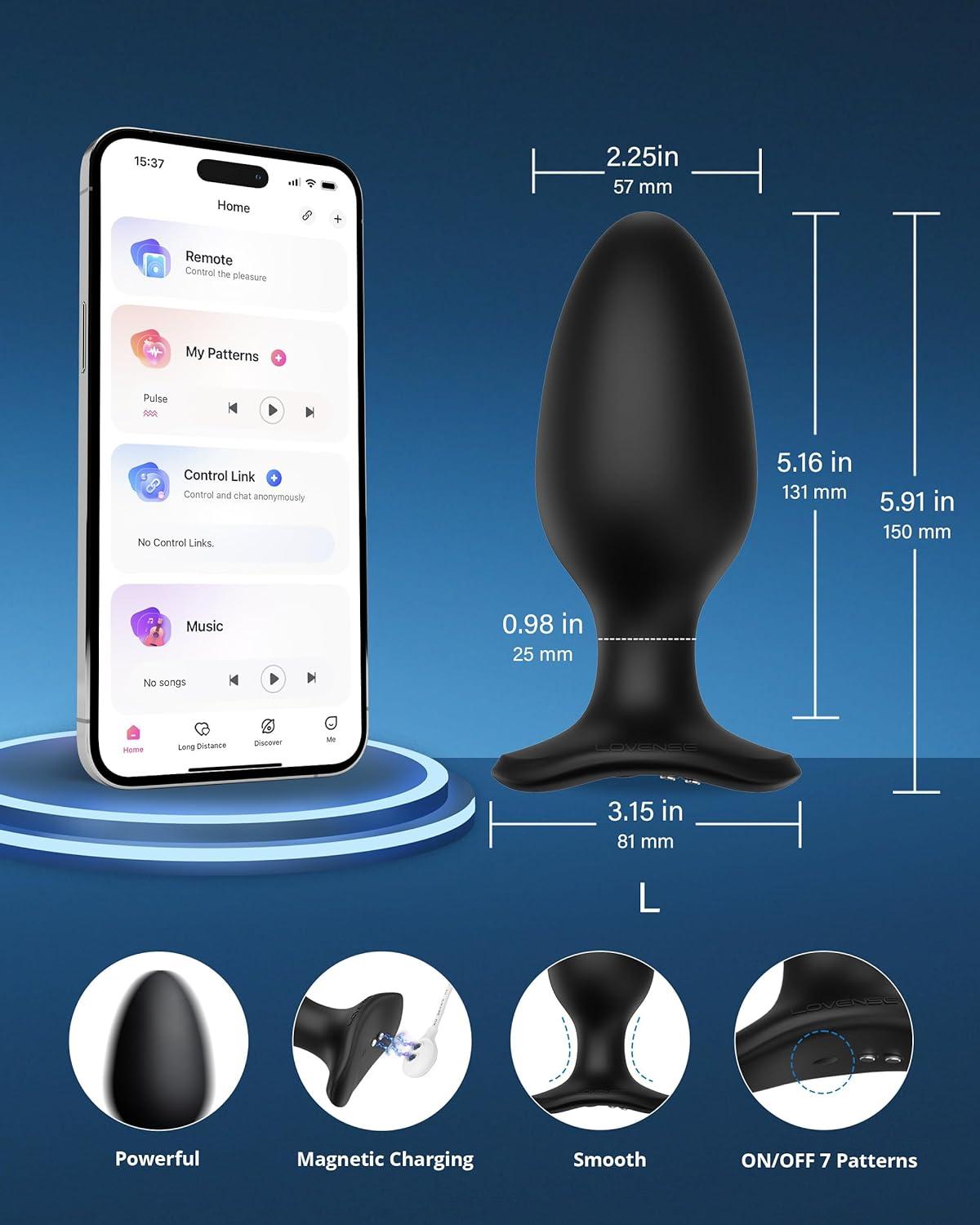 imageLOVENSE Hush 2 Vibrating Butt Plug 10 Silicone Anal Vibrator for Men with Remote Control Waterproof and Rechargeable Big Plug Vibration Machine for Women Adult Anal Plug Sex Toys for CouplesHush 2 225 Inch