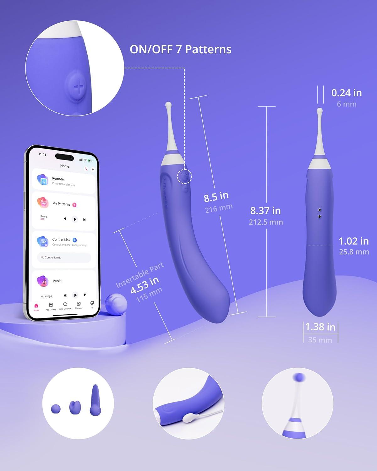 imageLOVENSE Hyphy G Spot Vibrator for Clitoris Vagina Dual Stimulator 3 Attachments Mini Nipple Massagers for Female Small Vibrator Sex Things for Women Pleasure Waterproof Vibrating Sex Toys