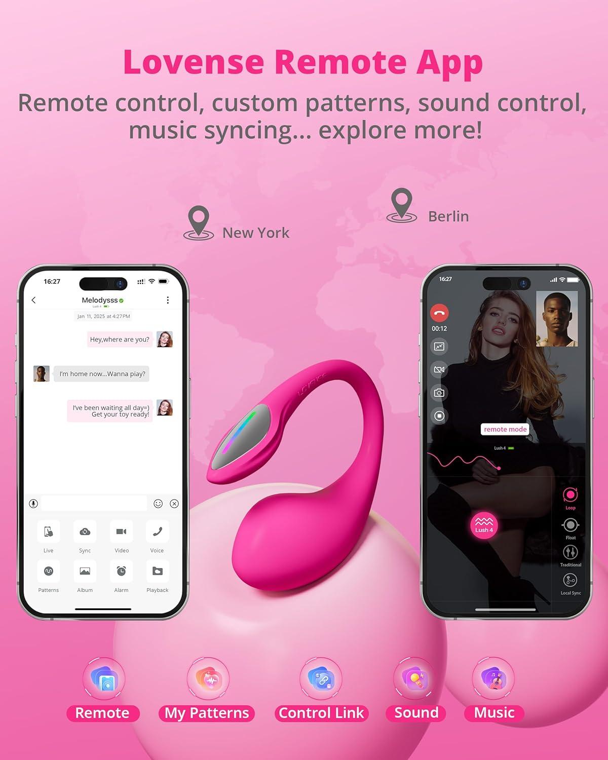 imageLOVENSE Lush 4 G spot Vibrator Couples Sex Toys Powerful Wearable Egg Vibrators APP Remote Control Long Distance Adult Sex Toys amp Games with LED Light IPX7 Waterproof Discreet Rose