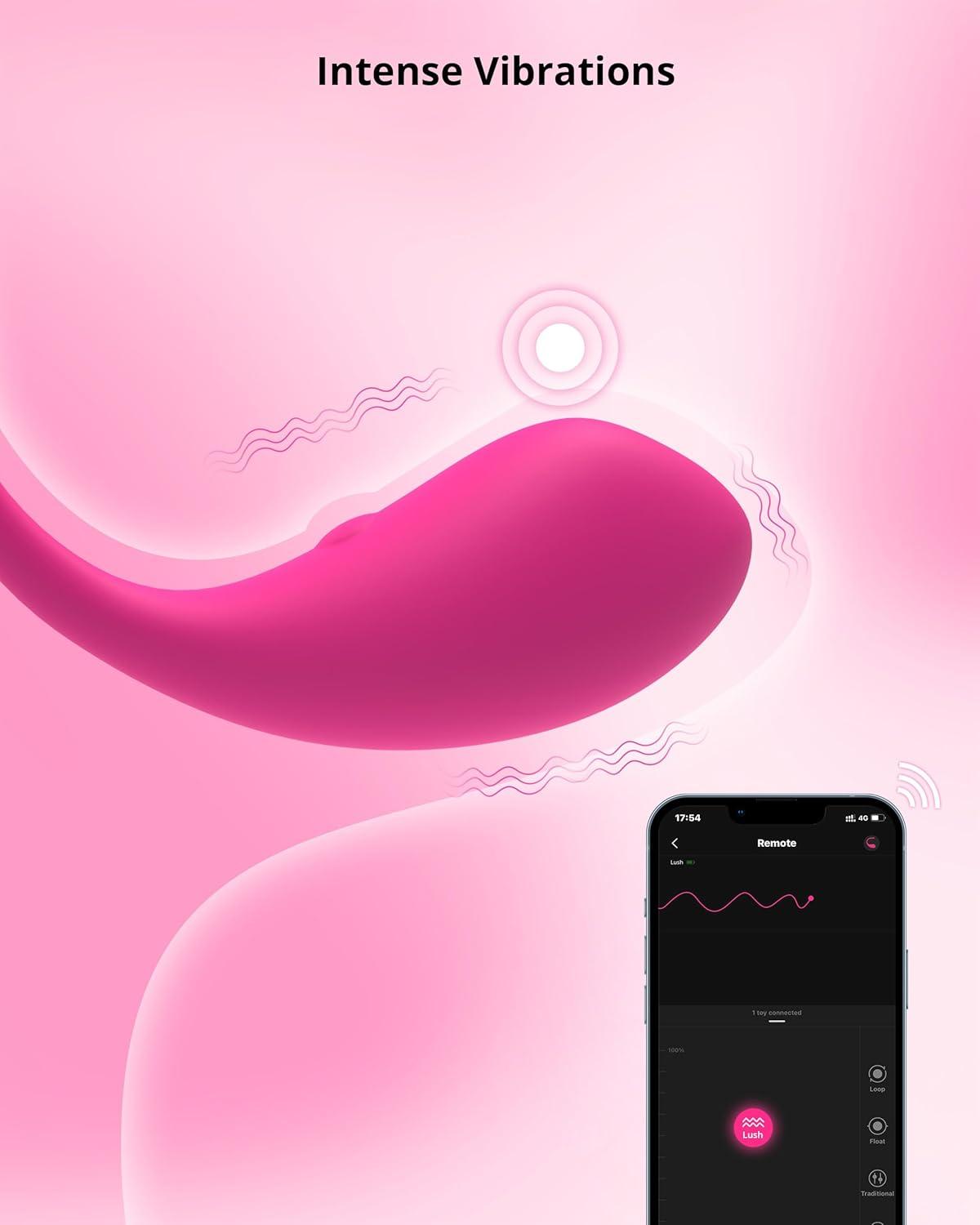 imageLOVENSE Lush G Spot Vibrators with Remote Long Distance App Controlled Egg Vibrator Wireless Bluetooth Vibrating Women Sex Toys Rechargeable Massagers for Female Couples Sexual Stimulator