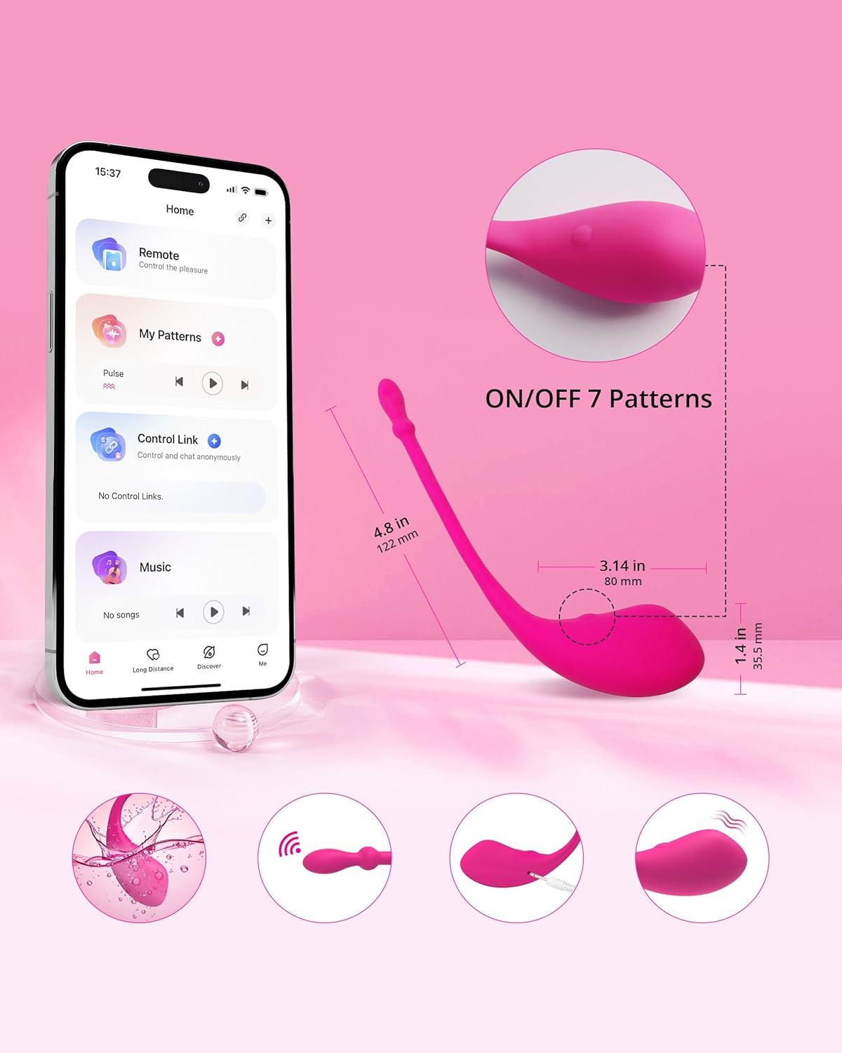 imageLOVENSE Lush G Spot Vibrators with Remote Long Distance App Controlled Egg Vibrator Wireless Bluetooth Vibrating Women Sex Toys Rechargeable Massagers for Female Couples Sexual Stimulator