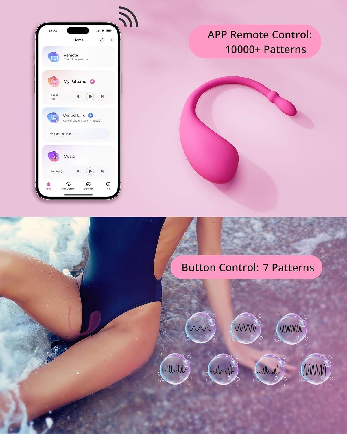 imageLOVENSE Lush G Spot Vibrators with Remote Long Distance App Controlled Egg Vibrator Wireless Bluetooth Vibrating Women Sex Toys Rechargeable Massagers for Female Couples Sexual Stimulator