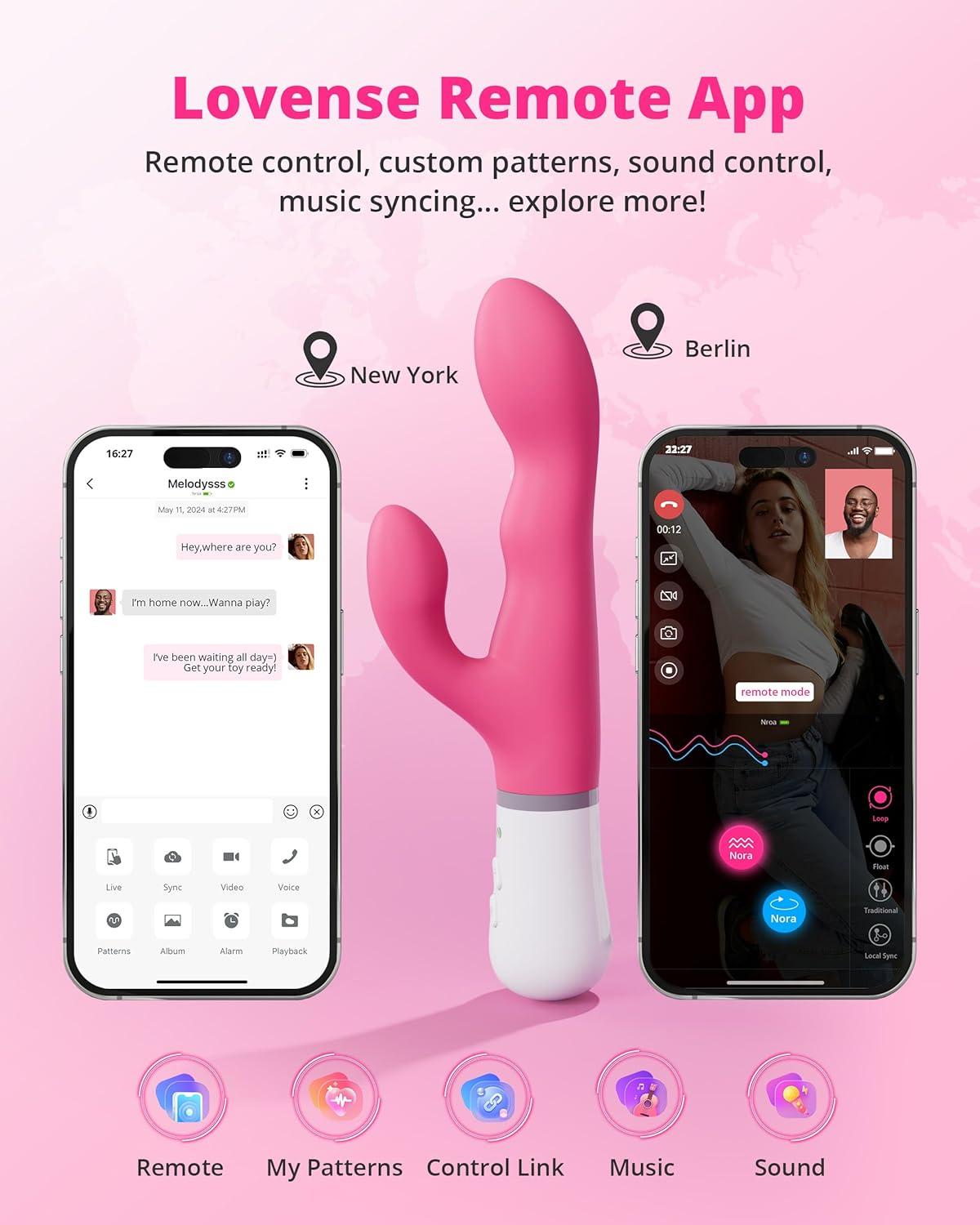 imageLOVENSE Nora Rabbit Vibrator with Remote Rotating Dildo Rabbit G Spot Clitoral Stimulator Adult Sex Toys amp Games App Controlled with 10000 Vibration Modes Long Distance Vibrator for Women Couple