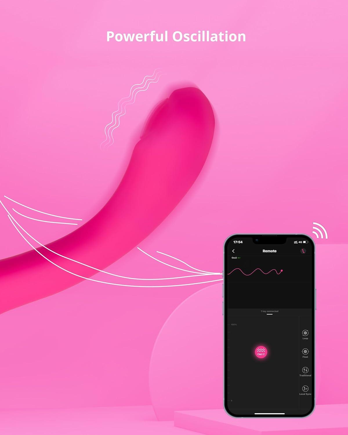 imageLOVENSE Osci 2 GSpot Vibrator Oscillating Rechargeable Dildo Stimulator with 10 Customizable Patterns Smartphone Wireless Bluetooth Remote Control Adult Sex Toys for Women Female