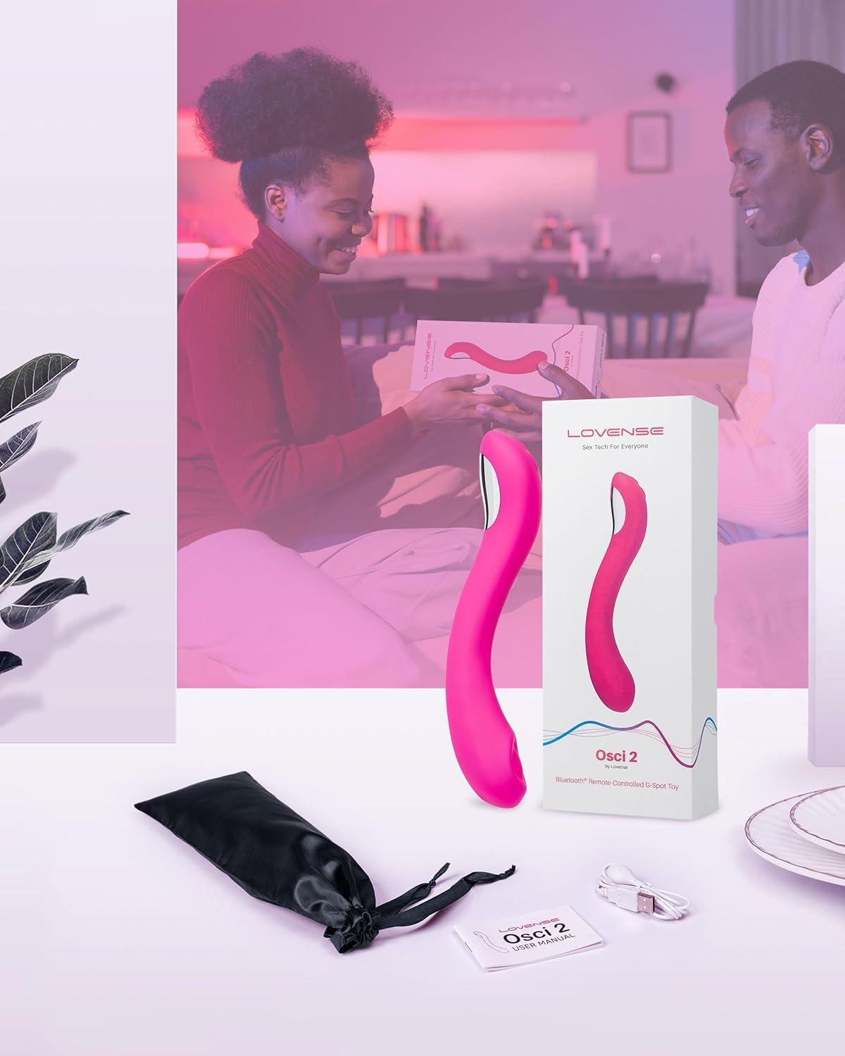 imageLOVENSE Osci 2 GSpot Vibrator Oscillating Rechargeable Dildo Stimulator with 10 Customizable Patterns Smartphone Wireless Bluetooth Remote Control Adult Sex Toys for Women Female