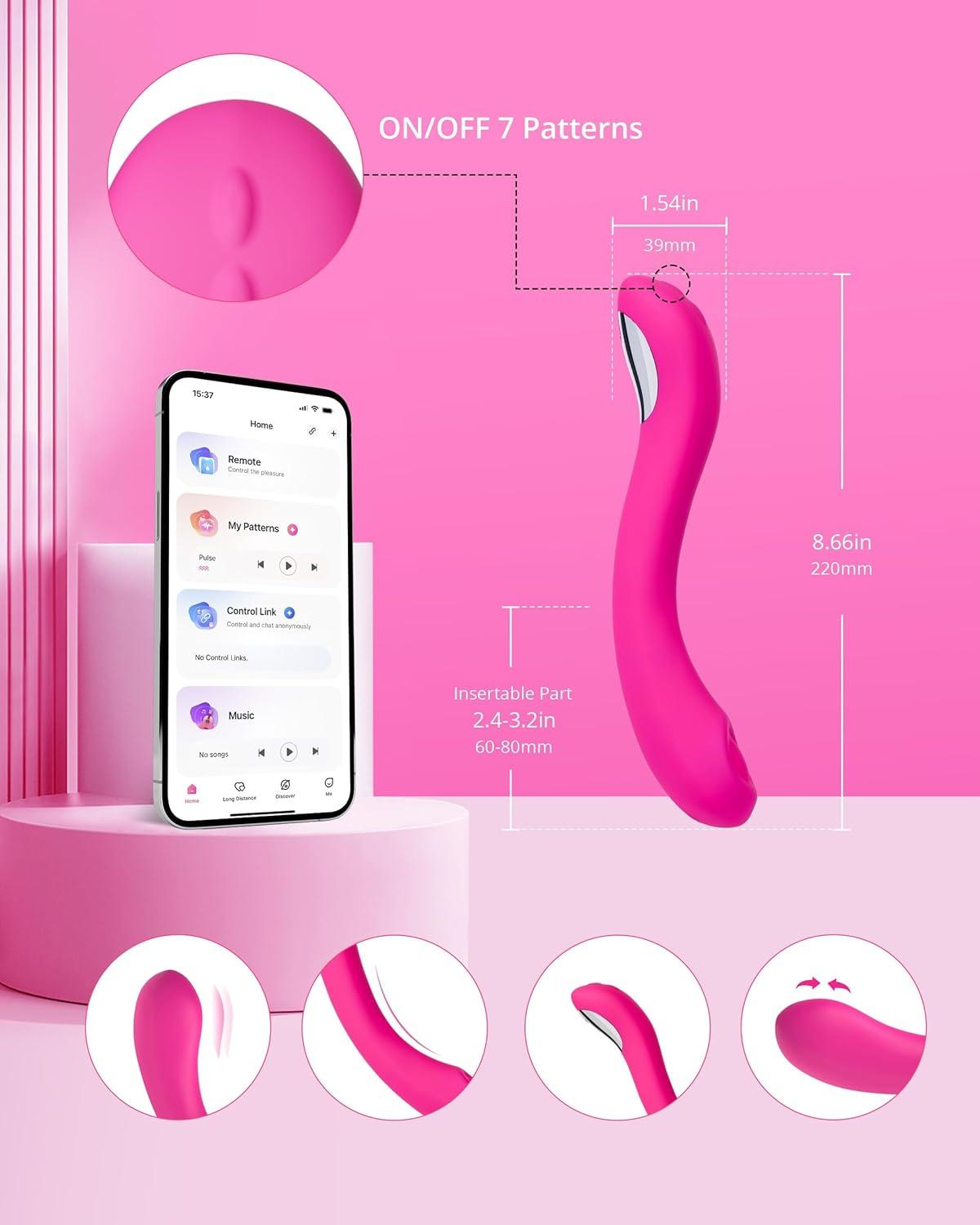 imageLOVENSE Osci 2 GSpot Vibrator Oscillating Rechargeable Dildo Stimulator with 10 Customizable Patterns Smartphone Wireless Bluetooth Remote Control Adult Sex Toys for Women Female