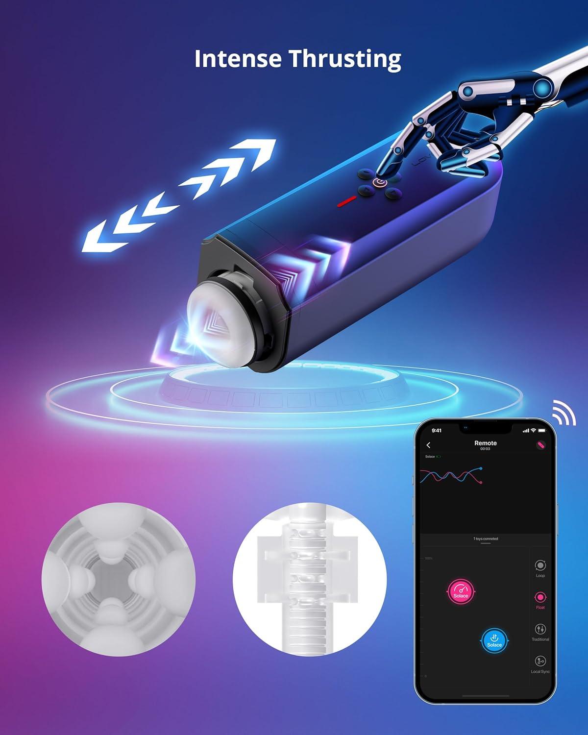 imageLOVENSE Solace Automatic Male Masturbator Stroker Toys HandsFree Electric Masturbators Cup with Adjustable Desk Mount 3D Realistic Pocket Pussy Adult Sex Toys amp Games for Men Pleasure