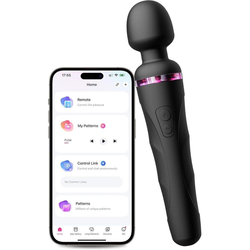 imageLOVENSE Domi 2 Wand Massager Clitoral Vibrators Intense Vibrator Black Adult Sex ToysampGames for Women Men Powerful Massage with Dual Rotating Head Remote Control Vibrator for Couple Play