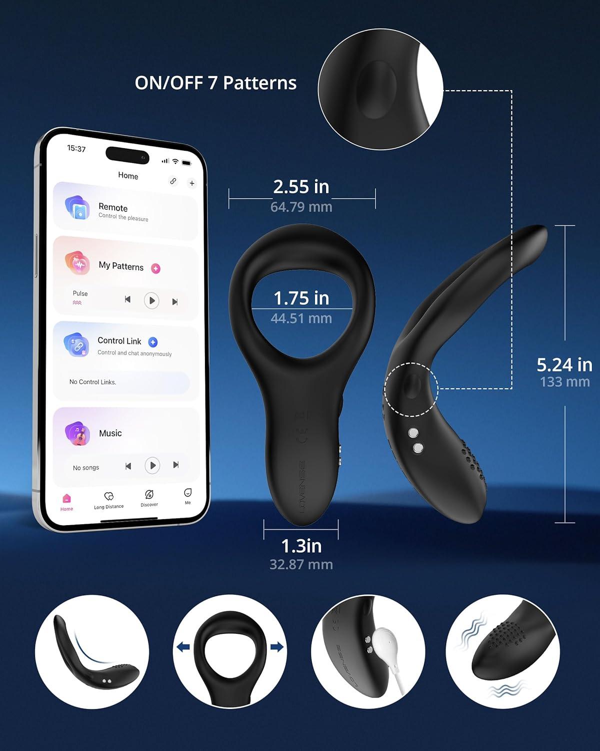 imageLOVENSE Diamo Vibrating Penis Ring Cock Ring for Men Prostate Massager Long Distance Bluetooth Remote Reach with Music Sync Partner amp App Control Male Sex Toys