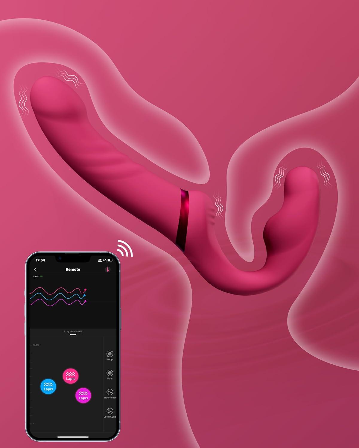 imageLOVENSE Lapis Strapless Strap on Dildos DoubleEnded G Spot Vibrator Adult Toy for Couple PeggingLOVENSE Harness Belt for Lapis Strapless StrapOn