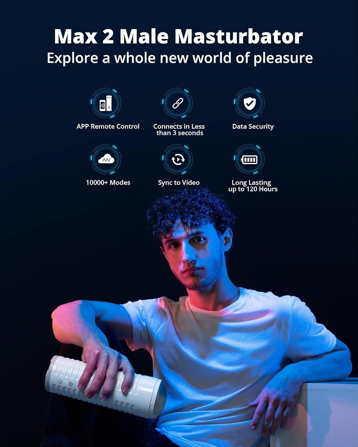 imageLOVENSE Max 2 Automatic Male Masturbator Sex Toy for Men with 360 Degree Contraction LOVENSE Pocket Sleeves Electric Masturbator Cup Stroker Accessories 3D Natural Color