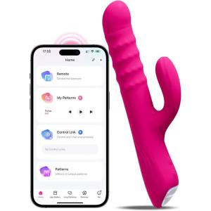 Lovense Velvo Rabbit Vibrator with Rotating Beads, Powerful G-Spot & Clit Vibrator Adult Toys for Women, App Remote Control Long Distance Couple Vibrating Dildos, Waterproof Rechargeable Sex Toys