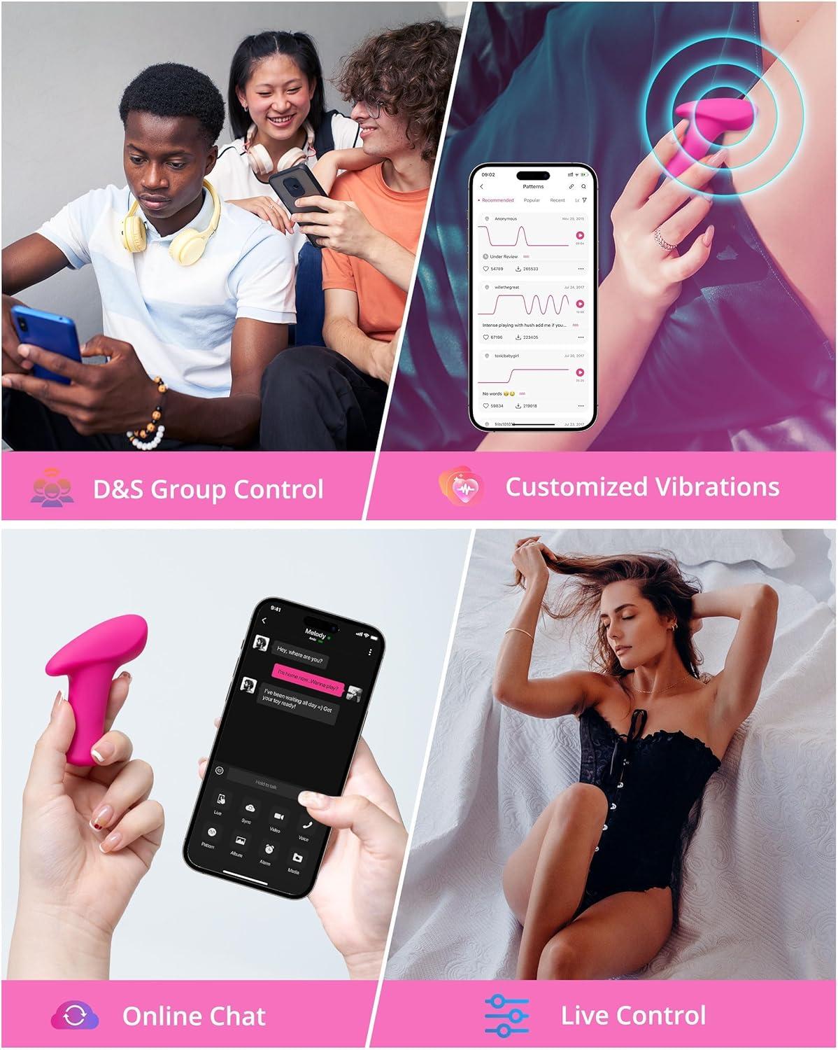 imageLOVENSE Ambi Mini Bullet Vibrator Small and Discreet Powerful Stimulator with Long Distance Bluetooth Wireless Control Hammer Shape to Pinpoint Stimulate