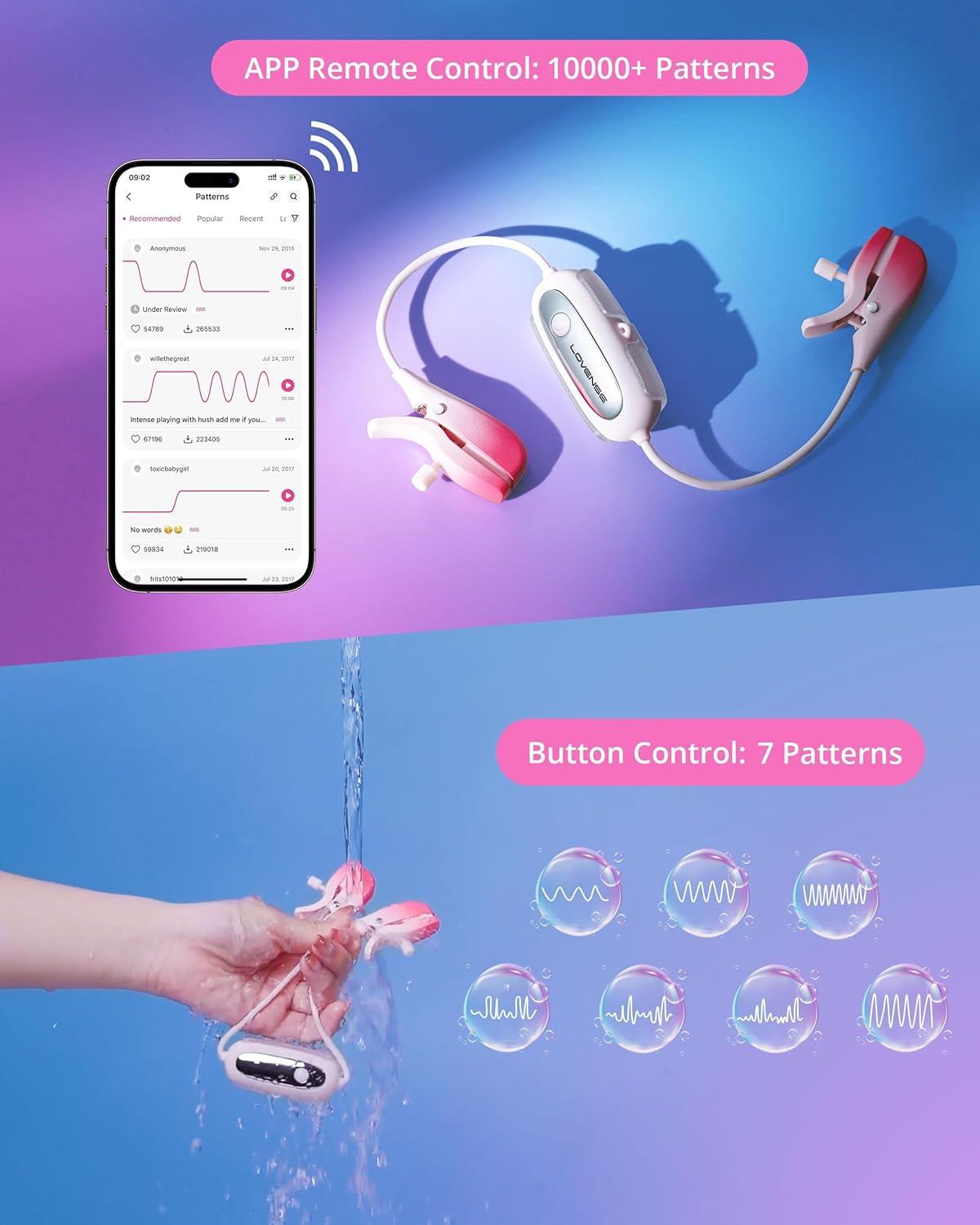 imageLOVENSE Gemini Vibrating Nipple Clamps Bluetooth Adjustable Nipple Stimulator with App Remote Control Rechargeable Sex Toys for Women Men Couples Play TwoColor Gradient