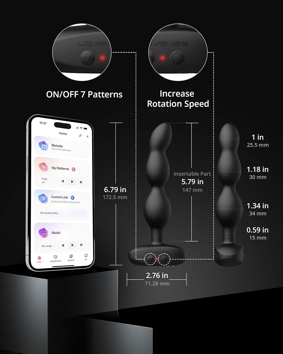 imageLOVENSE Ridge Vibrator Anal Beads Dildo 360 Rotating Vibrating Butt Plug Anal Sexy Toys for Men Women Adult Toy Prostate Massager Remote Control Anal Vibrator for Beginner amp Advanced Player