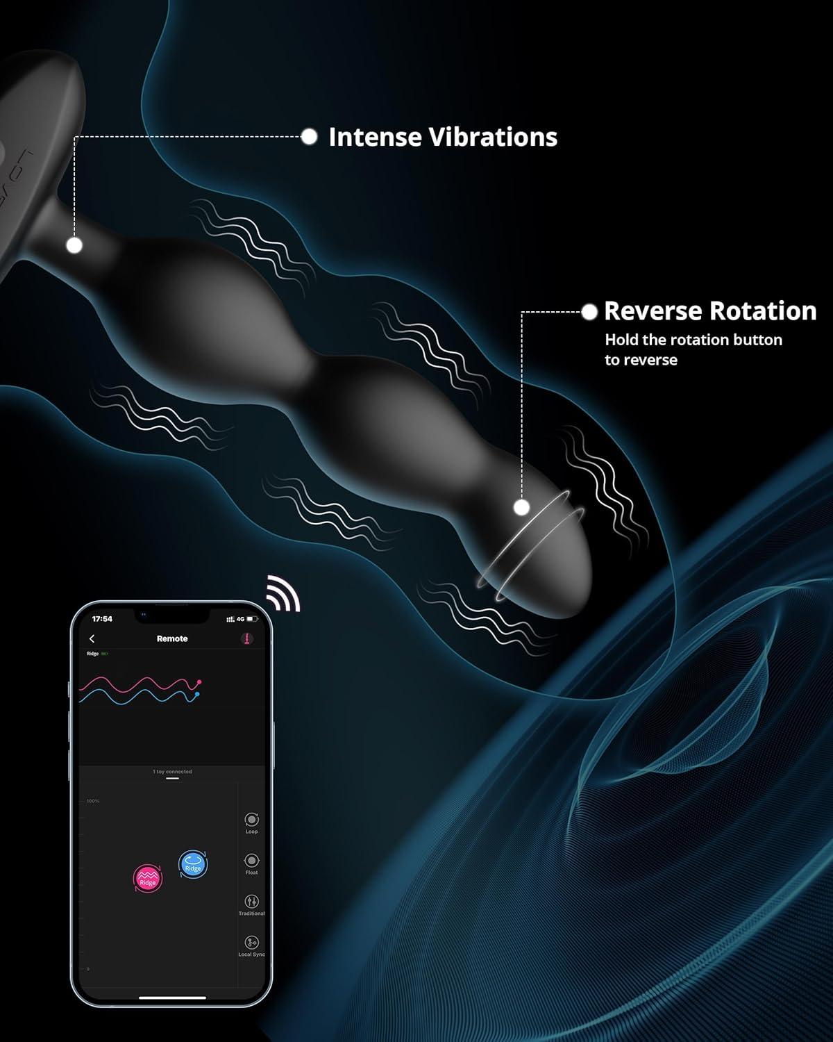 imageLOVENSE Ridge Vibrator Anal Beads Dildo 360 Rotating Vibrating Butt Plug Anal Sexy Toys for Men Women Adult Toy Prostate Massager Remote Control Anal Vibrator for Beginner amp Advanced Player