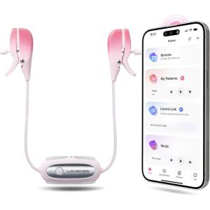LOVENSE Gemini Vibrating Nipple Clamps, Bluetooth Adjustable Nipple Stimulator with App Remote Control, Rechargeable Sex Toys for Women Men Couples Play Two-Color Gradient