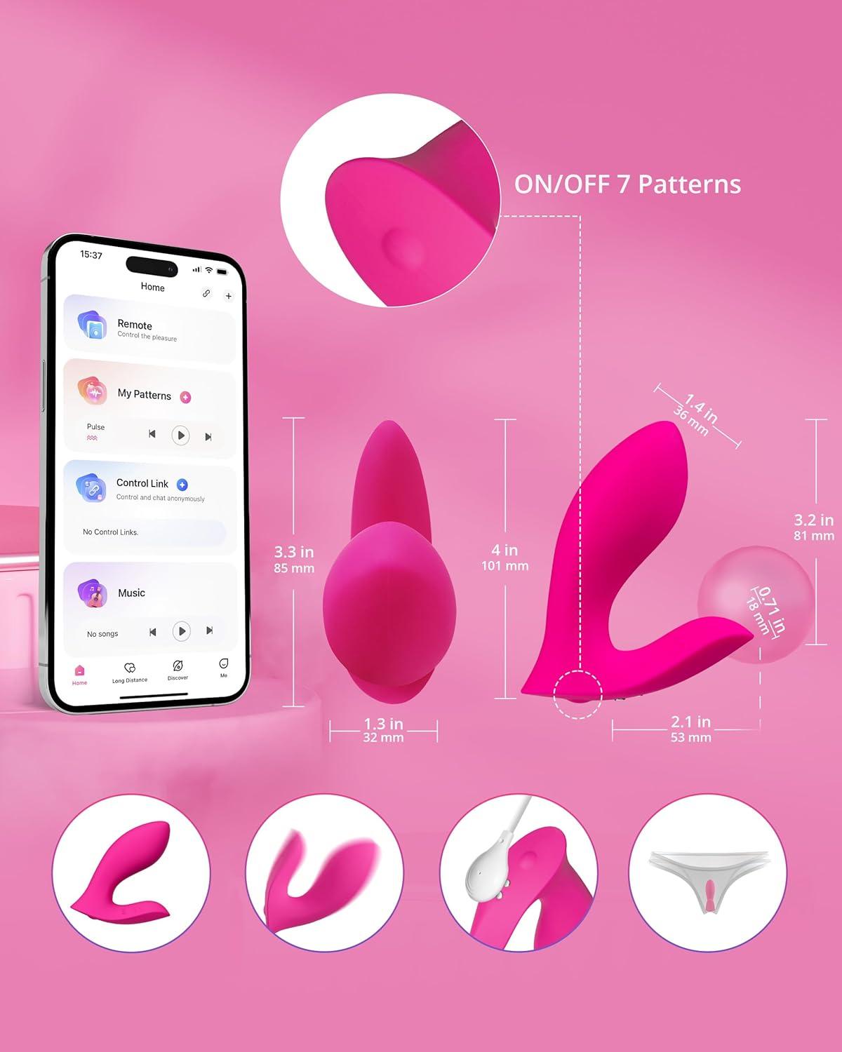 imageLOVENSE Flexer Wearable Panty Vibrator App Remote Control Butterfly Vibrator for Women Pleasure Rechargeable Clitoral G Spot Stimulator Bluetooth Adult Sex Toys for Couples Play