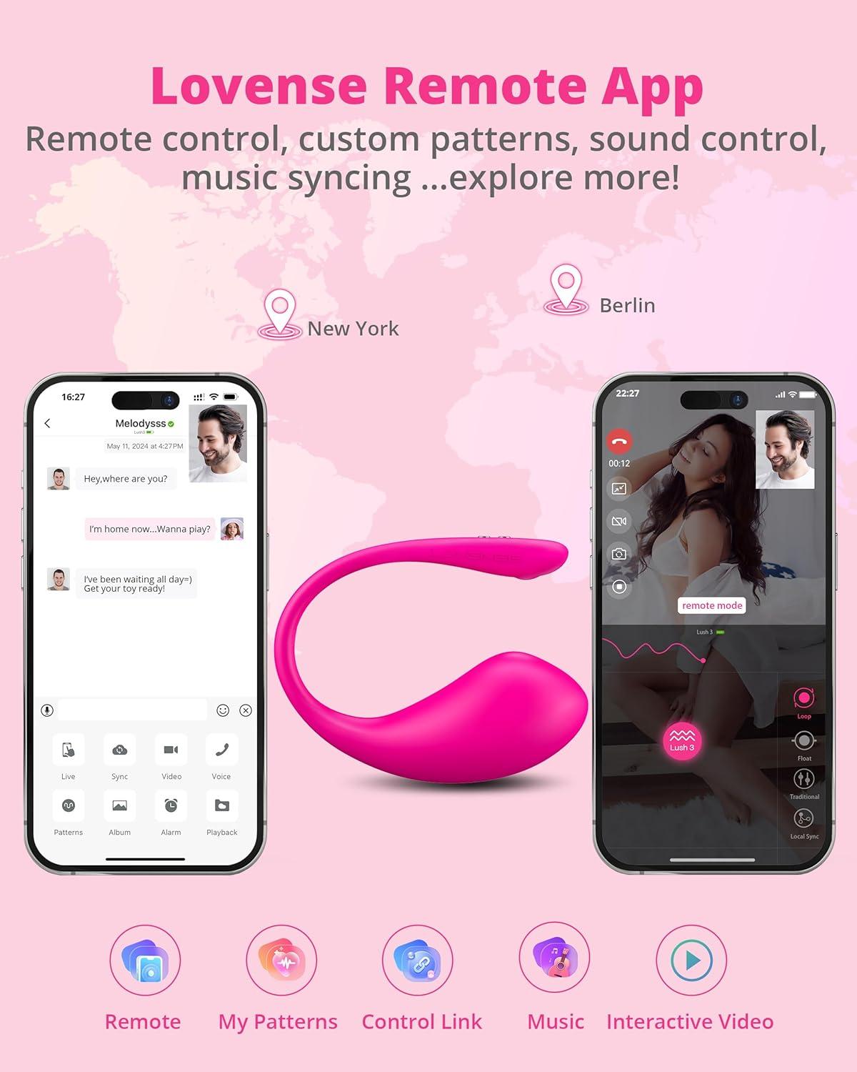 imageLOVENSE Lush 3 Remote Bullet Vibrator Womens Sex Toys Wearable G Spot Vibrator with Remote Adult Sex Toys for Female Couples Bluetooth Long Distance Vibrating Dildo with Unlimited Vibration Modes