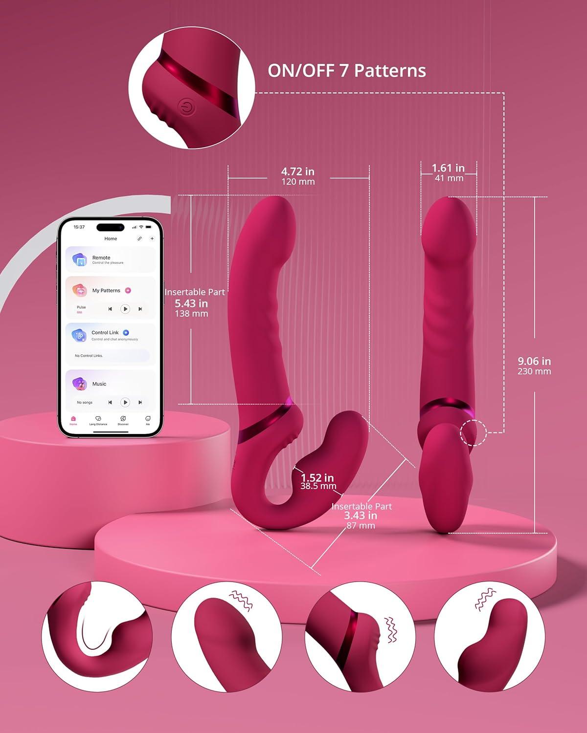 imageLOVENSE Lapis Strapless Strap on Dildos DoubleEnded G Spot Vibrator with Flexible Bulb Vibrating Butt Plug Adult Toy amp Game Remote Control Clitoral Stimulator Sex Toys for Women Lesbian Couple