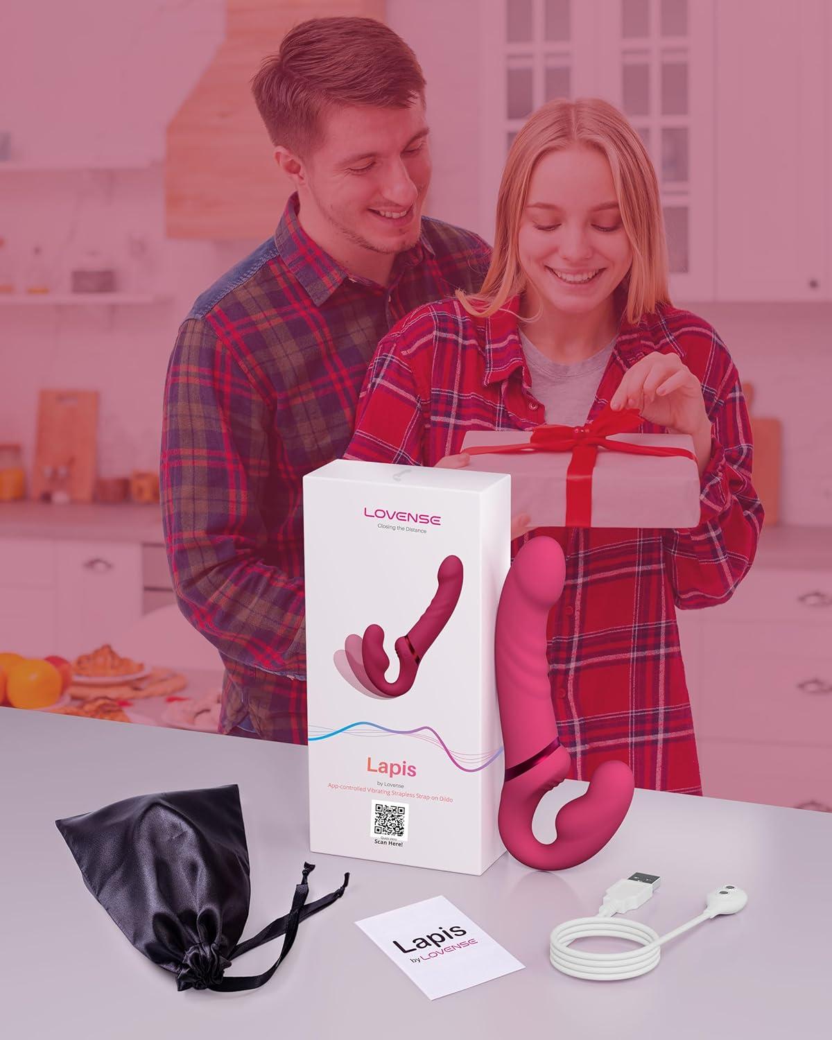 imageLOVENSE Lapis Strapless Strap on Dildos DoubleEnded G Spot Vibrator with Flexible Bulb Vibrating Butt Plug Adult Toy amp Game Remote Control Clitoral Stimulator Sex Toys for Women Lesbian Couple