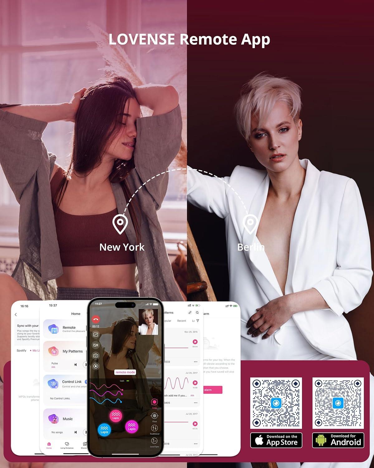 imageLOVENSE Lapis Strapless Strap on Dildos DoubleEnded G Spot Vibrator with Flexible Bulb Vibrating Butt Plug Adult Toy amp Game Remote Control Clitoral Stimulator Sex Toys for Women Lesbian Couple