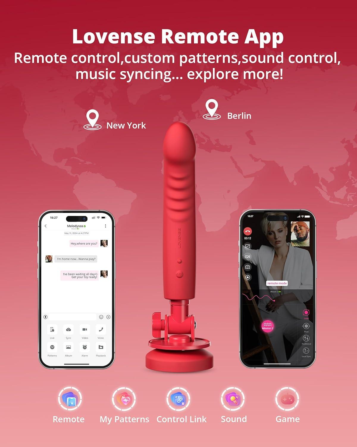 imageLOVENSE Mission 2 Dildo Machine Adjustable 180 Suction Cup Dildo App Remote Control Sex Machine for Women Powerful Vibration amp TouchSense Automatic Sex Toy for Couple