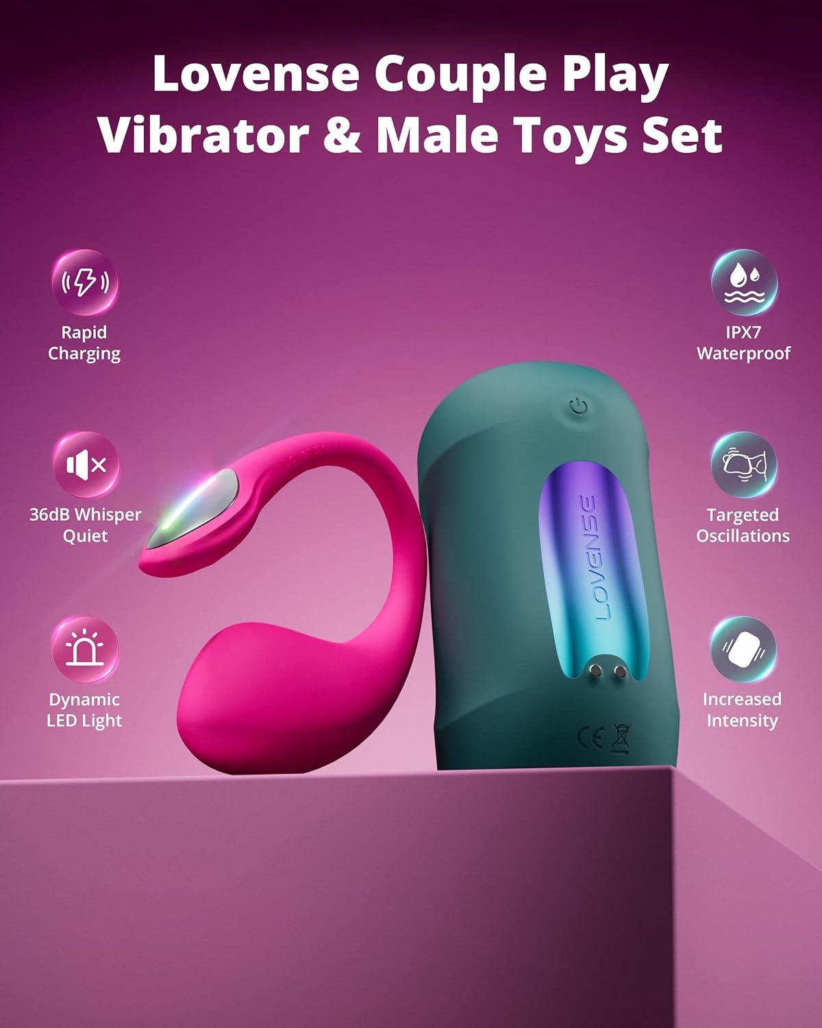 imageLOVENSE Lover Set 2026 App Controlled Couples Kit Waterproof BodySafe Lush 4 Wearable Vibrator Gush 2 Male Masturbator and Accessories Long Distance Relationship Toys Premium Couples Gift Set