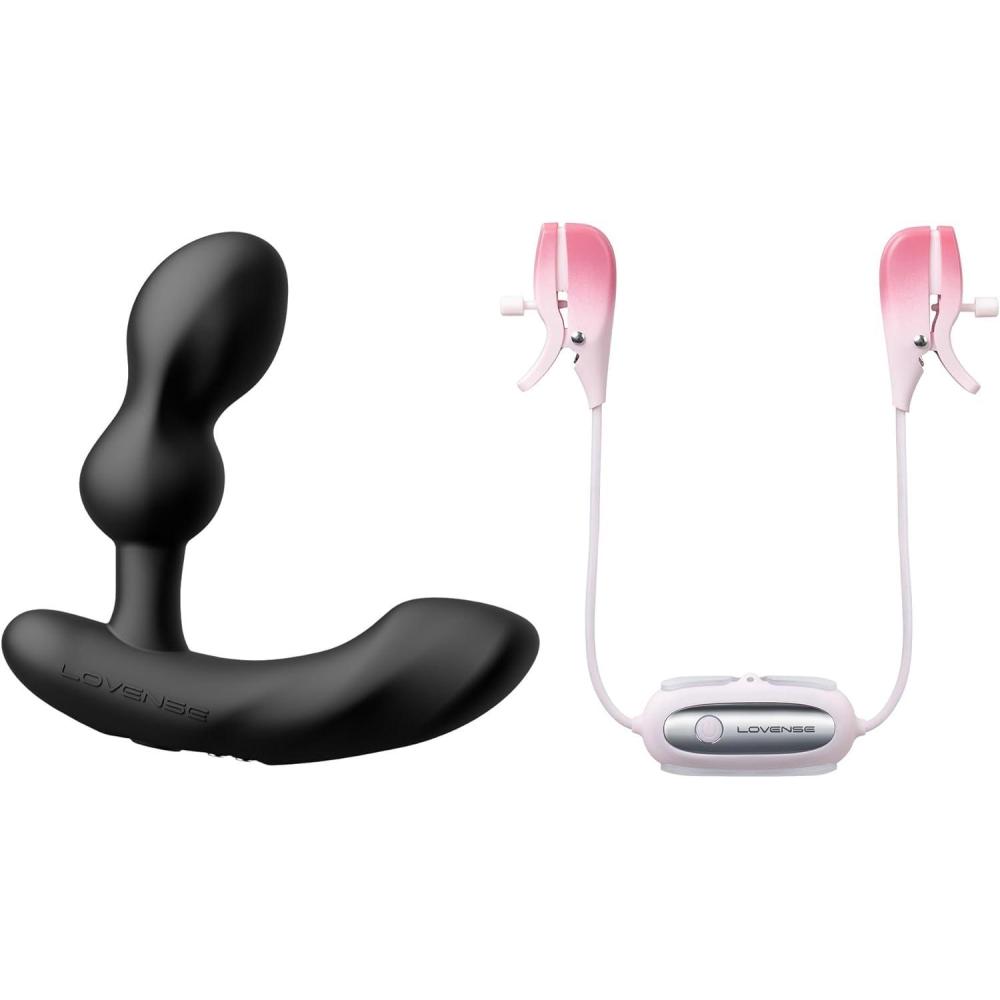 imageLOVENSE Edge 2 Prostate Massager Vibrator Sex Toys for Men LOVENSE Gemini Vibrating Nipple Clamps Adjustable Nipple Stimulator for Women Men Couple Play