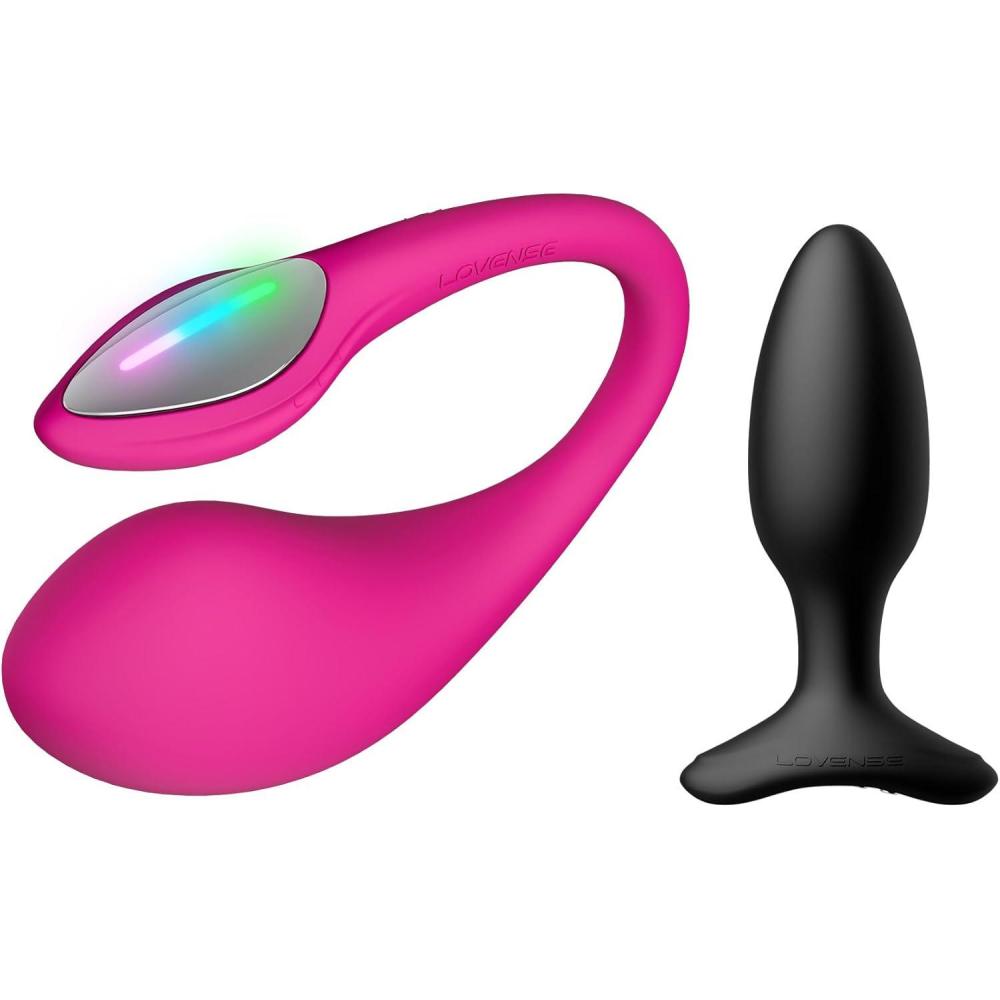 imageLOVENSE Lush 4 Remote Control Wearable Gspot Egg Vibrator for Women LOVENSE Hush 2 15in Butt Plug Anal Vibrator for Women Couple