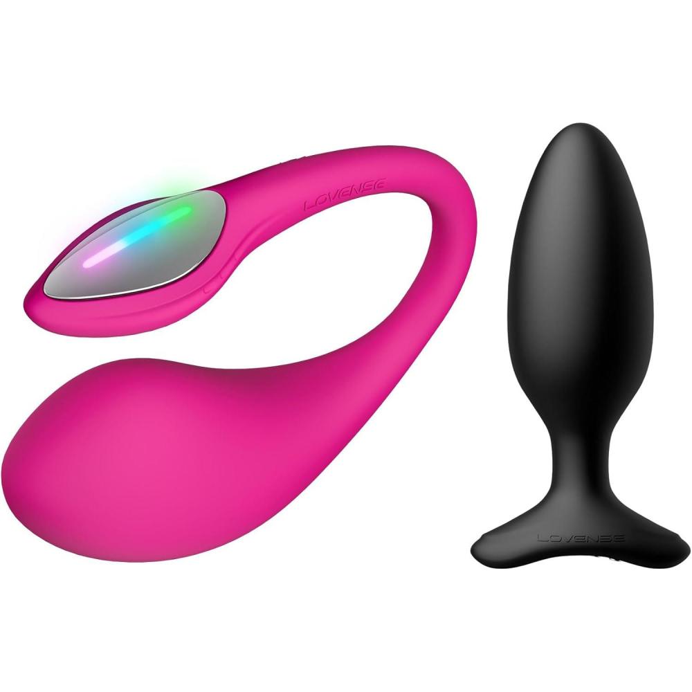 imageLOVENSE Lush 4 Remote Control Wearable Gspot Egg Vibrator for Women LOVENSE Hush 2 175in Butt Plug Anal Vibrator for Women Couple