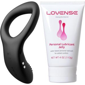 LOVENSE Diamo Vibrating Penis Ring,Cock Ring for Men + LOVENSE Personal Lubricant Privacy Water-Based lube Non-Sticky Lubrication for Men, Women and Couples