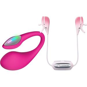 LOVENSE Lush 4 Remote Control Wearable G-spot Egg Vibrator for Women+LOVENSE Gemini Vibrating Nipple Clamps Sex Toys Long Distance Vibrator for Women Men Couples Play